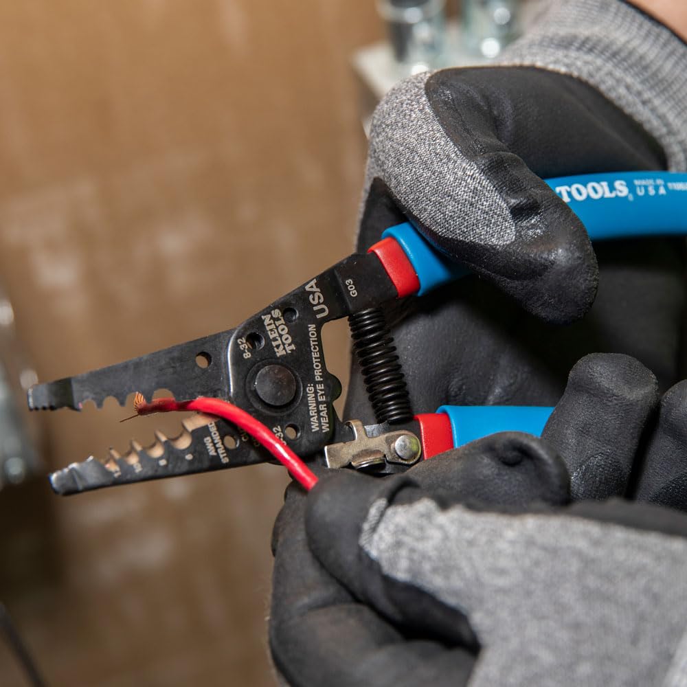 Klein Tools 11057 Wire Cutter / Wire Stripper, Made in USA, Heavy Duty Wire Cutter Stripper for 20-30 AWG Solid Wire and 22-32 AWG Stranded Wire