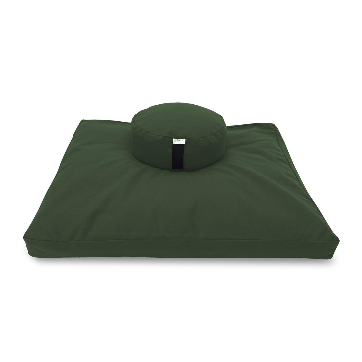Bean's ZAFU + ZABUTON Meditation Set - Round Buckwheat Filled ZAFU Pillow + Large Cotton Filled ZABUTON Floor Pad - Earth Cotton Canvas - Traditional Tibetan Zen Mindfulness Seat Kit - Made in USA