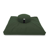 Bean's ZAFU + ZABUTON Meditation Set - Round Buckwheat Filled ZAFU Pillow + Large Cotton Filled ZABUTON Floor Pad - Earth Cotton Canvas - Traditional Tibetan Zen Mindfulness Seat Kit - Made in USA
