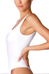 NIKIBIKI Women Seamless Ribbed Scoop Neck & Back Bodysuit, Made in U.S.A, One Size