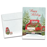 Tree-Free Greetings - Happy Holidays Greeting Cards - Artful Designs - 12 Cards + Matching Envelopes - Made in USA - 100% Recycled Paper - 5"x7" - Kringle Tree Farm (HP60629)