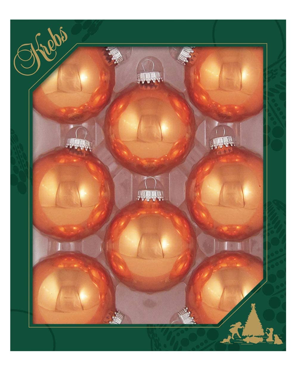 Glass Christmas Tree Ornaments - 67mm / 2.63" [8 Pieces] Designer Balls from Christmas By Krebs Seamless Hanging Holiday Decor (Snow White with Silver Caps)