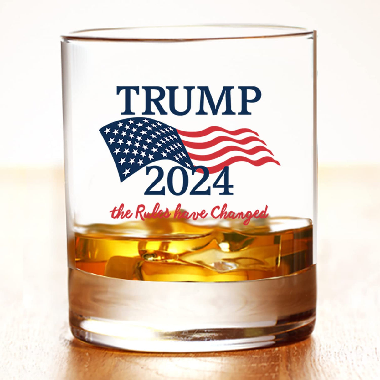 Trump 2024 The Rules Have Changed | 11 oz Bourbon Whiskey Rock Glass | Old Fashioned Whiskey Tasting Glasses For Men | Retirement Gifts For Men | Made In USA