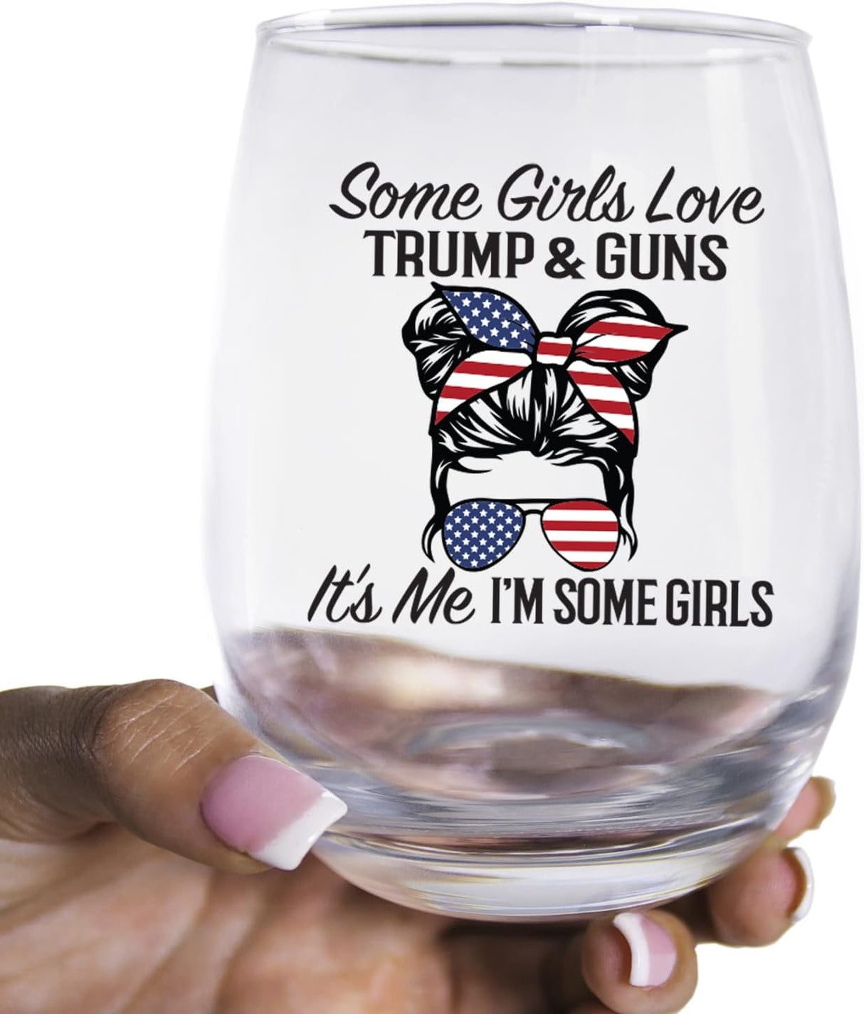 I'm a Trump Girl 15 OZ Stemless Wine Glass Maga Merch Trump Novelty Wine Glass for Wife, Wine Glass Gift for Mother from Daugther, Gift for Wine Lover