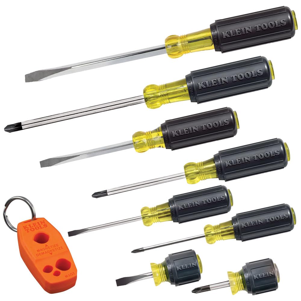 Klein Tools 85445 Screwdriver Set, Made in USA, Slotted, Phillips and Square Tip Drivers, Non-Slip Cushion Grip, 5-Piece