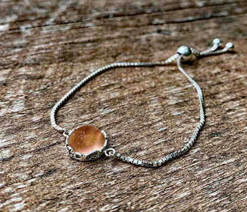 Bottled Up Designs Handmade Vintage Botanical Series Adjustable Slider Bracelet, Recycled Glass, Sterling Silver, Eco Friendly, Made in USA, Birthday Gifts, Mothers Day, Women (Mason Jar (Aqua))