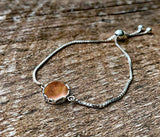 Bottled Up Designs Handmade Vintage Botanical Series Adjustable Slider Bracelet, Recycled Glass, Sterling Silver, Eco Friendly, Made in USA, Birthday Gifts, Mothers Day, Women (Mason Jar (Aqua))