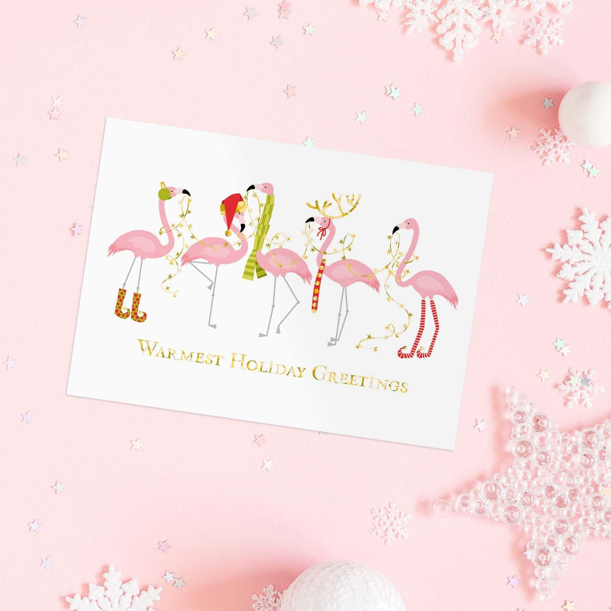 Masterpiece Sparkling Santa Christmas Cards / 16 Festive Holiday Cards Set With White Envelopes / 5 5/8" x 7 7/8" Winter Gold Foil Greeting Cards With Inside Verse/Made In The USA