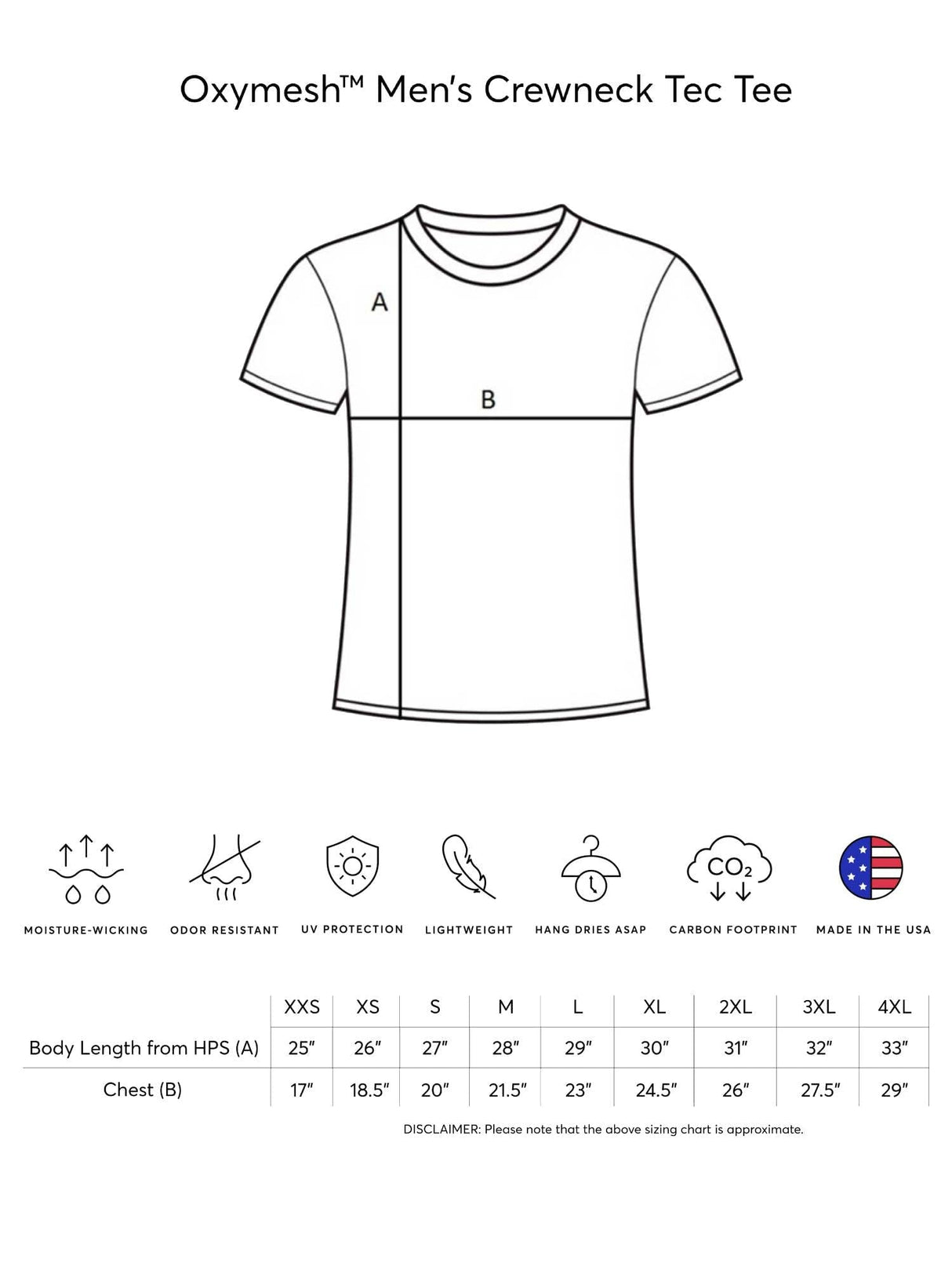 Expert Brand USA-Made Men's Oxymesh Crewneck Short Sleeve Active T-Shirt for Sports Hiking Running Gym