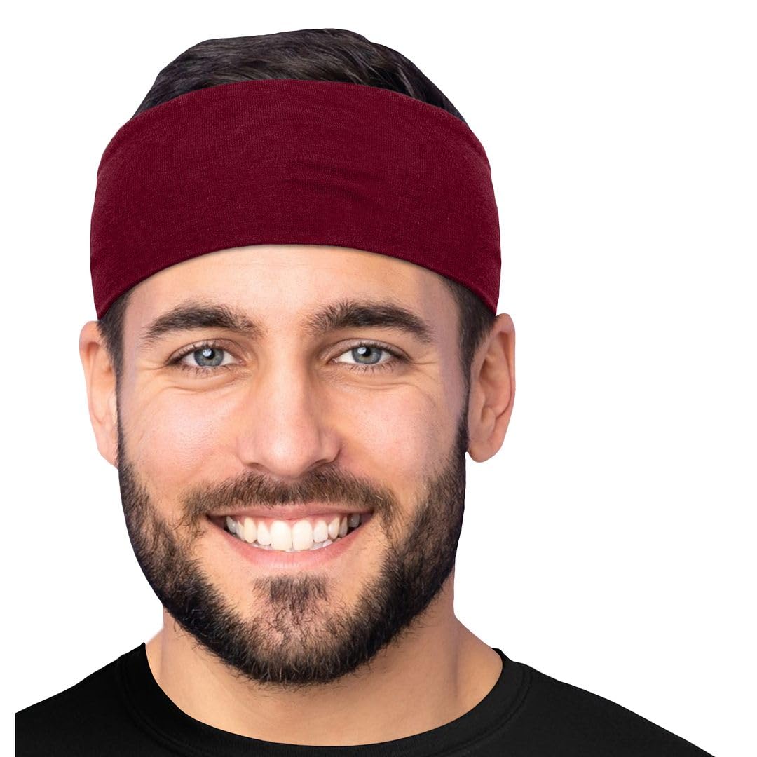 Men's Cotton Headbands Sweatbands 3" Wide Sports Fitness Yoga Fashion Made in USA
