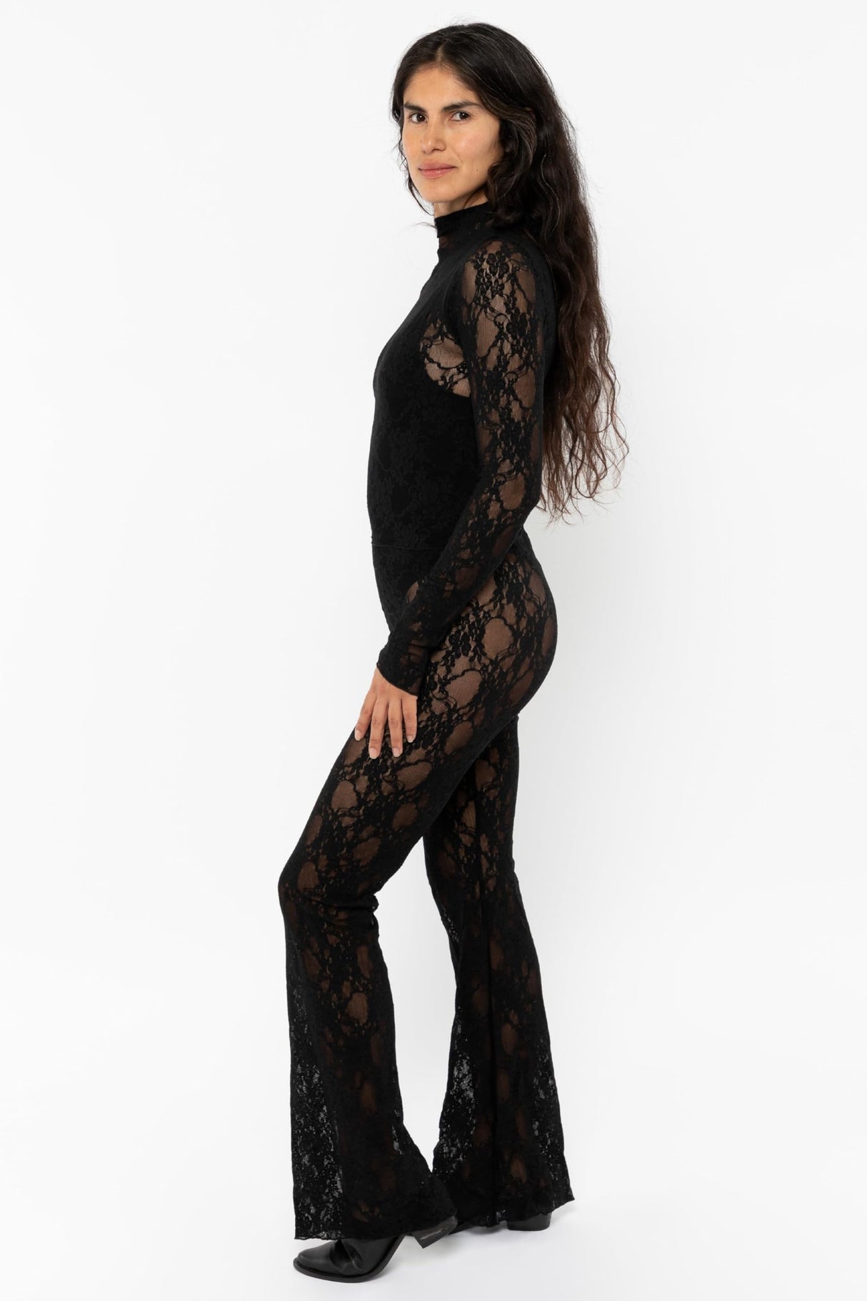 Los Angeles Apparel Floral Lace Flare Leggings