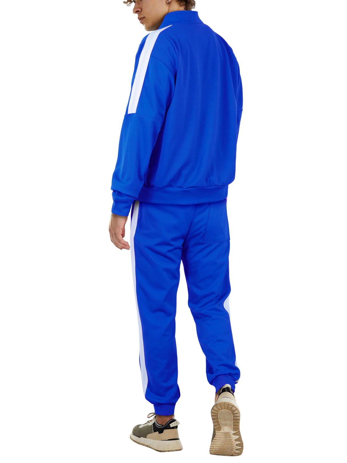 Hat and Beyond Mens Made in USA Premium Track Jacket & Pants Striped Sweatsuit Athletic Casual Essentials Gym
