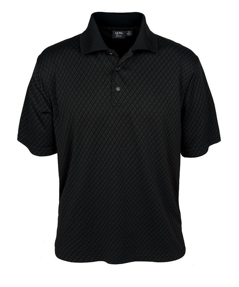 Akwa Men's 100% Dry Wicking Polyester Diamond Jacquard Polo Made in USA