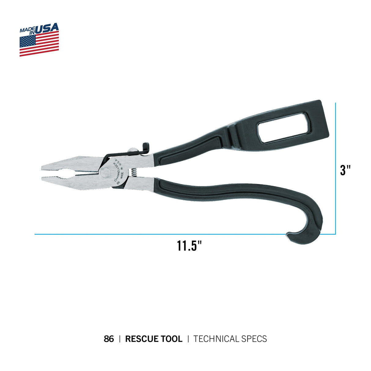 Channellock 86 Spring Loaded Compact Rescue Tool with Lock, 9"