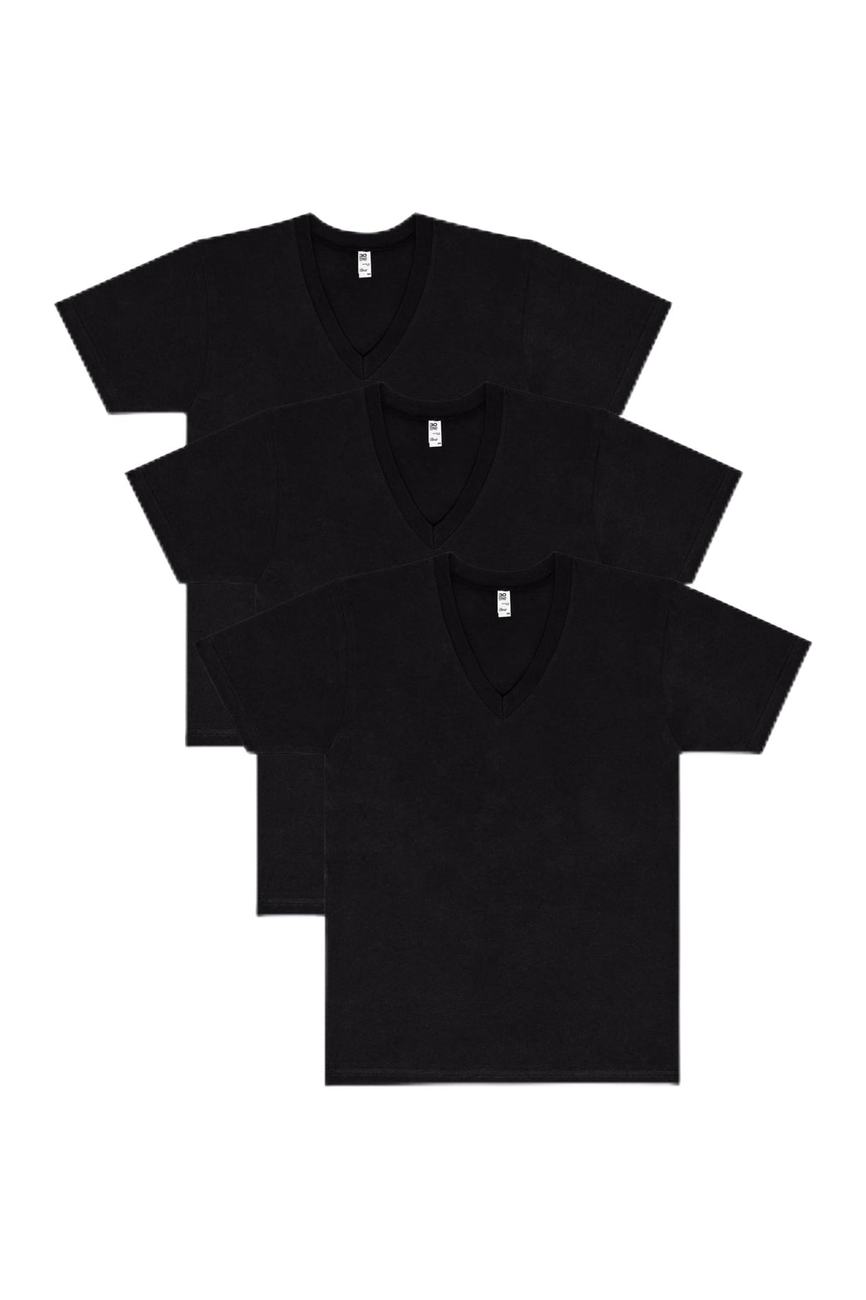 Los Angeles Apparel 3 Pack Fine Jersey V-Neck Black T-Shirt