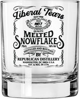Liberal Tears Melted Snowflake Label Whiskey Glass | Republican Distillery Est. 1776 | Conservative Gifts For Men | Retirement Gifts for Old Men | Liberal Tears Wine Glass (11 oz)