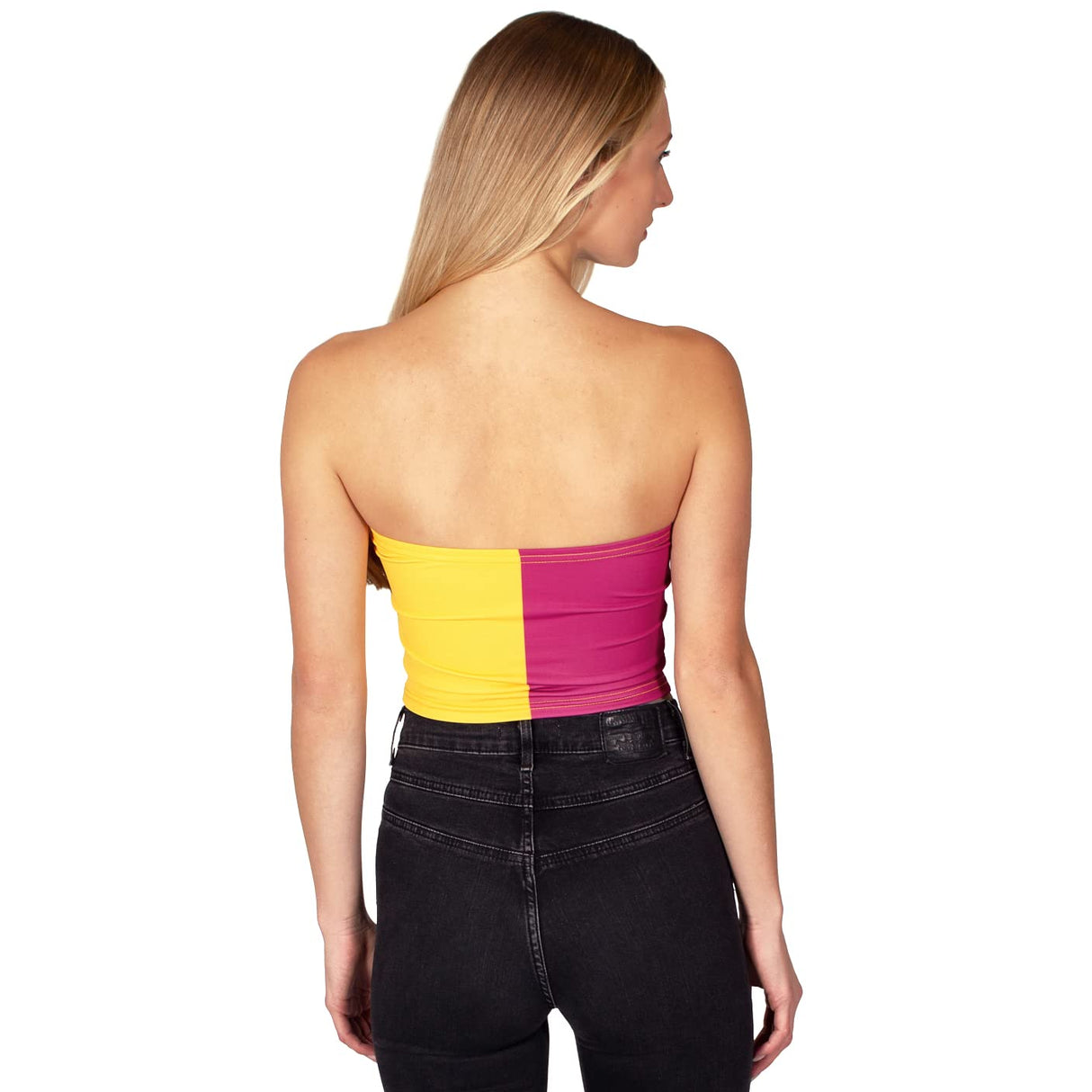Lojobands Women's Tailgate Outfit College Two Tone Color Block Tube Top Made in USA One Size Fits Most