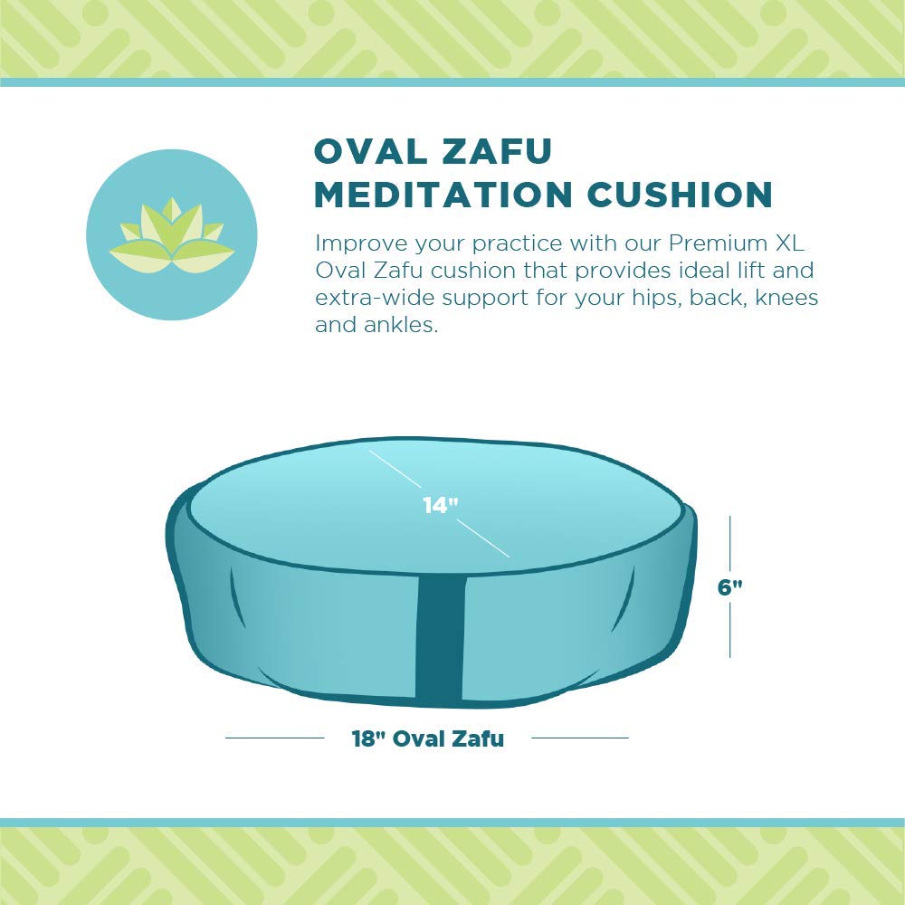 Bean's ZAFU - Meditation Floor Cushion - Round Earth Cotton Zen Yoga Pillow - Tibetan Style for Mindful Kneeling Prayer Seat - Made in USA - US Organic Buckwheat Hulls - Comfort Calm Contemplate