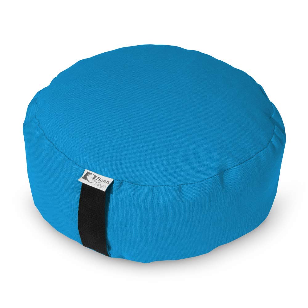 Bean's ZAFU - Meditation Floor Cushion - Round Earth Cotton Zen Yoga Pillow - Tibetan Style for Mindful Kneeling Prayer Seat - Made in USA - US Organic Buckwheat Hulls - Comfort Calm Contemplate
