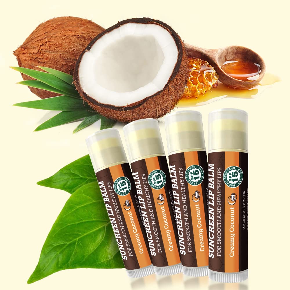 USDA Organic Lip Balm 6-Pack by Earth's Daughter Stocking Stuffers - Fruit Flavors, Beeswax, Coconut Oil, Vitamin E - Best Lip Repair Chapstick for Dry Cracked Lips - Moisturizing Lip Care