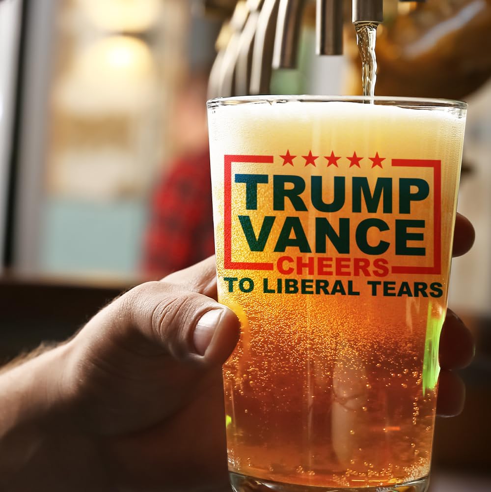 Trump Vance MAGA Trumpican 16 oz Pint Beer Glass Made in America & Dishwasher Safe! Gift Box Included | Trump 2024 Patriot Gift | Gifts For Men | Made In USA