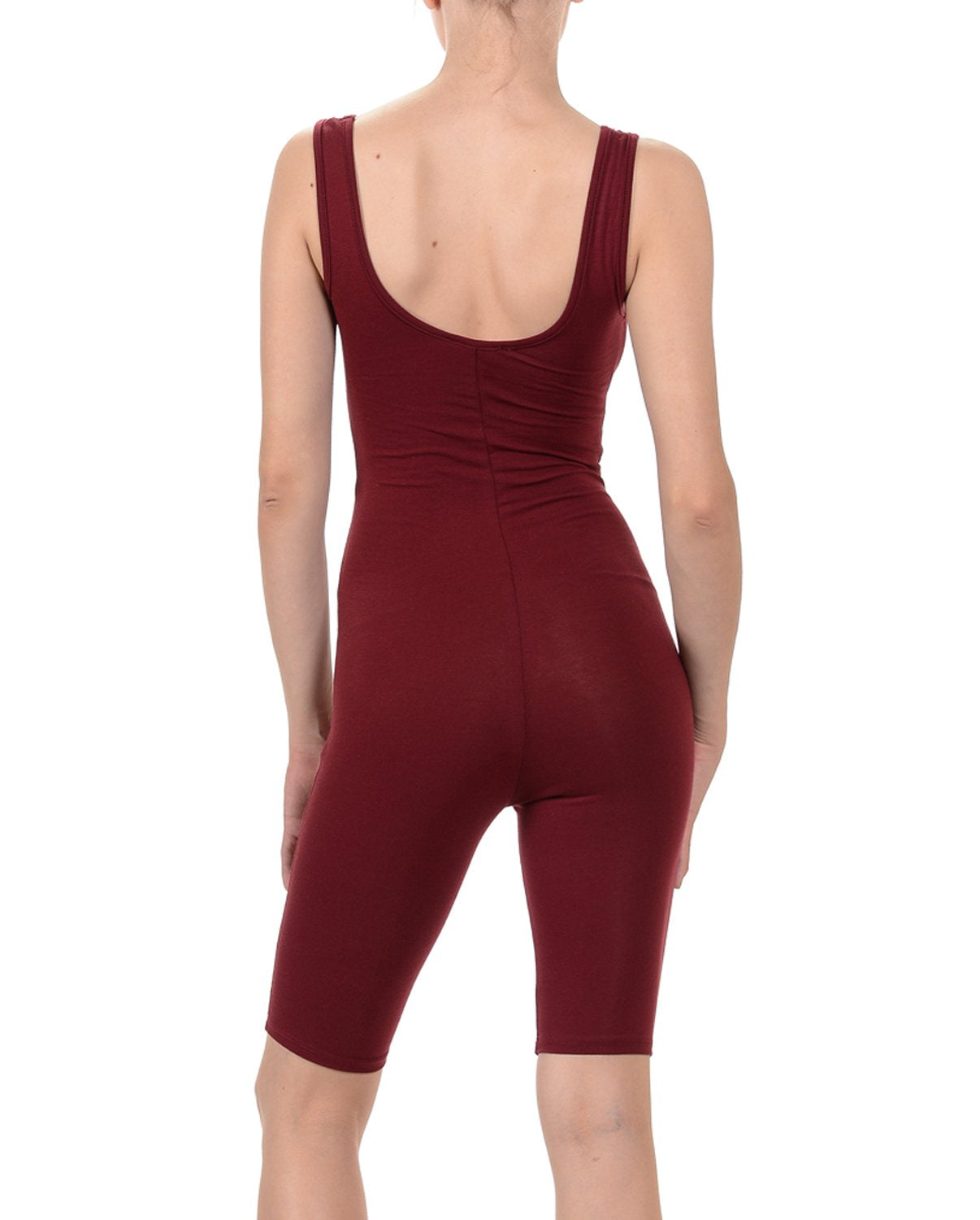 7Wins JJJ Women Catsuit Cotton Tank Bermuda Short Yoga Bodysuit Romper Jumpsuit - Made in USA