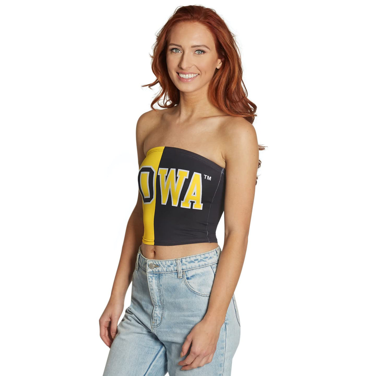 Lojobands Women's Tailgate Outfit College Two Tone Color Block Tube Top Made in USA One Size Fits Most