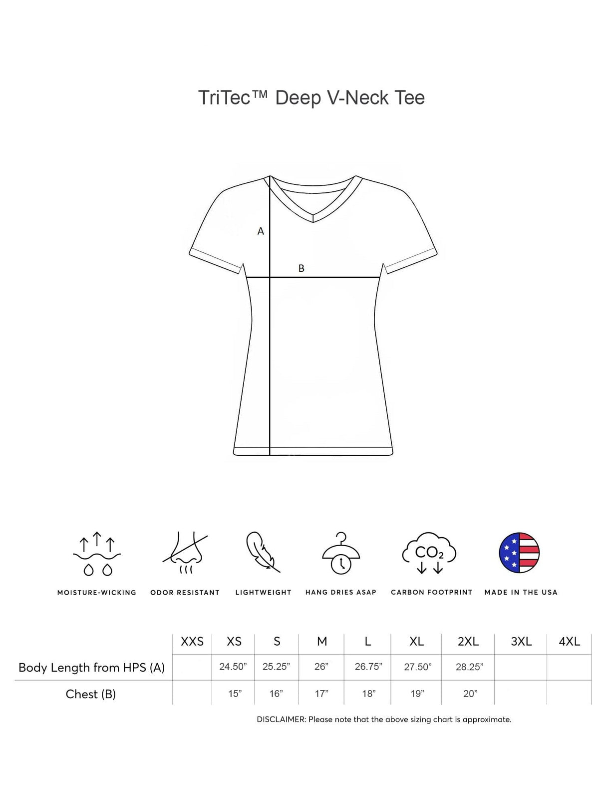 Expert Brand USA-Made Women's TriTec Performance Activewear Deep V-Neck T-Shirt