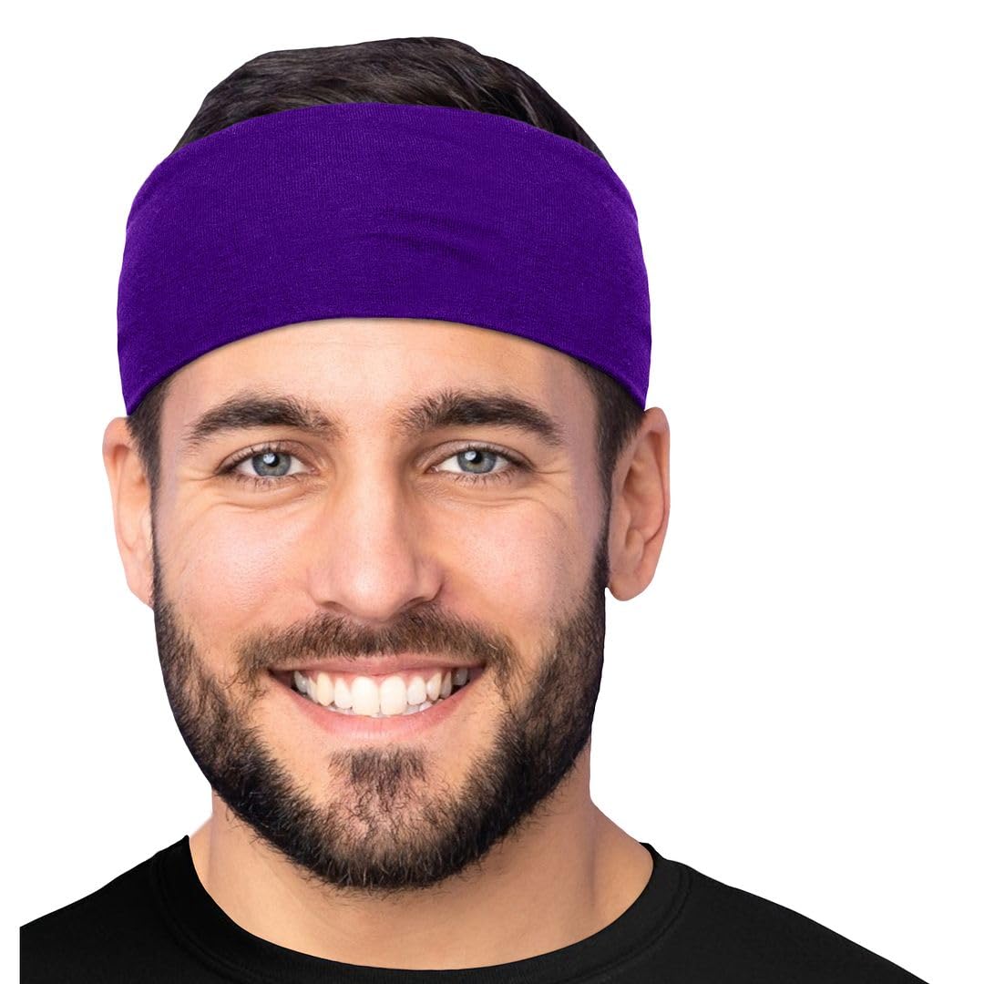 Men's Cotton Headbands Sweatbands 3" Wide Sports Fitness Yoga Fashion Made in USA