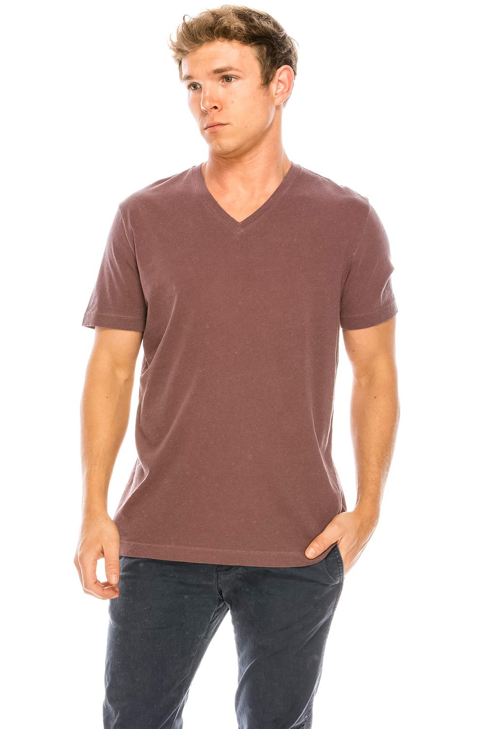 YURO-K Men's Short Sleeve V-Neck T-Shirt Premium Cotton Classic Short Sleeve V-Neck T-Shirt
