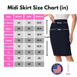 Sweet Hearts Pencil Skirt for Women- Regular & Plus Size- Below Knee Office Work Bodycon Midi Skirt Made in USA