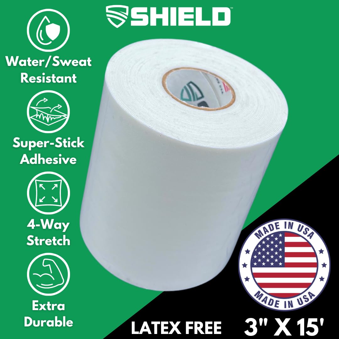 Shield Turf Tape Youth Kit Football | Turf Tape Football, USA Made, 3 Inch Size, 4-Way Stretch Flexibility, Waterproof, Reflex Stretch Tape, Black