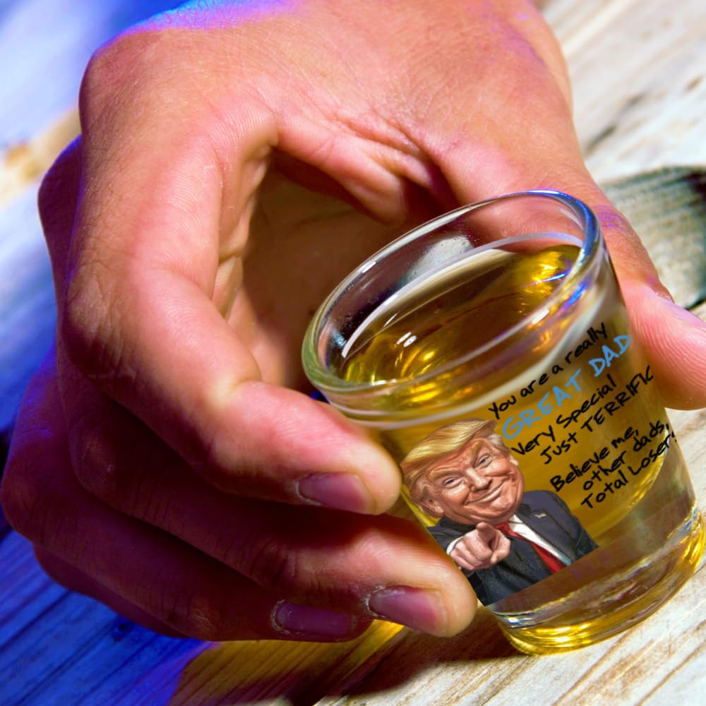 Funny Novelty Glass for Dad - Donald Trump Father's Day Beer, Whiskey, or Can Glass Gift, Funny Father’s Day Gift for Husband, Father, or Stepfather - Trump Stuff Maga Merch (101-15193-D, PINT)