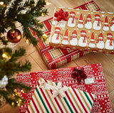 American Greetings 120 sq. ft. Christmas Wrapping Paper Set, Tan, Plaid, Snowman and Christmas Text (4 Rolls 30 in. x 12 ft., 7 Bows, 30 Gift Tags)
