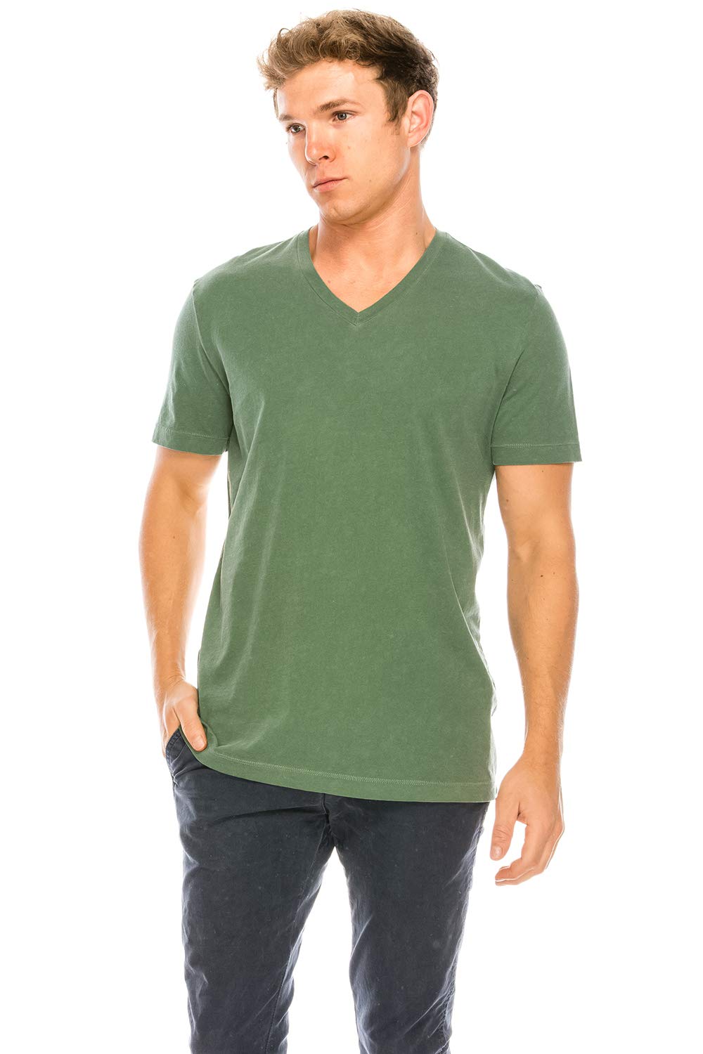 YURO-K Men's Short Sleeve V-Neck T-Shirt Premium Cotton Classic Short Sleeve V-Neck T-Shirt