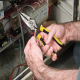 Klein Tools J213-9NECR Journeyman Pliers Connector Crimp Side, Made in USA, With High-Leverage Design Featuring Crimping Die Behind Hinge, 9-Inch