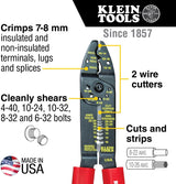 Klein Tools 1001 Multi Tool, Made in USA, Wire Stripper, Wire Cutters, Crimper Tool for 8-22 AWG, Multi-Purpose Electrician Tool is 8.5-Inch Long