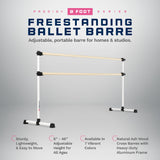 VITA Barre Portable Freestanding Double Ballet Barre, Prodigy, Wood | Adjustable Height, USA Made, Home or Gym Exercise Equipment for Kids & Adults | Dance, Fitness, Pilates