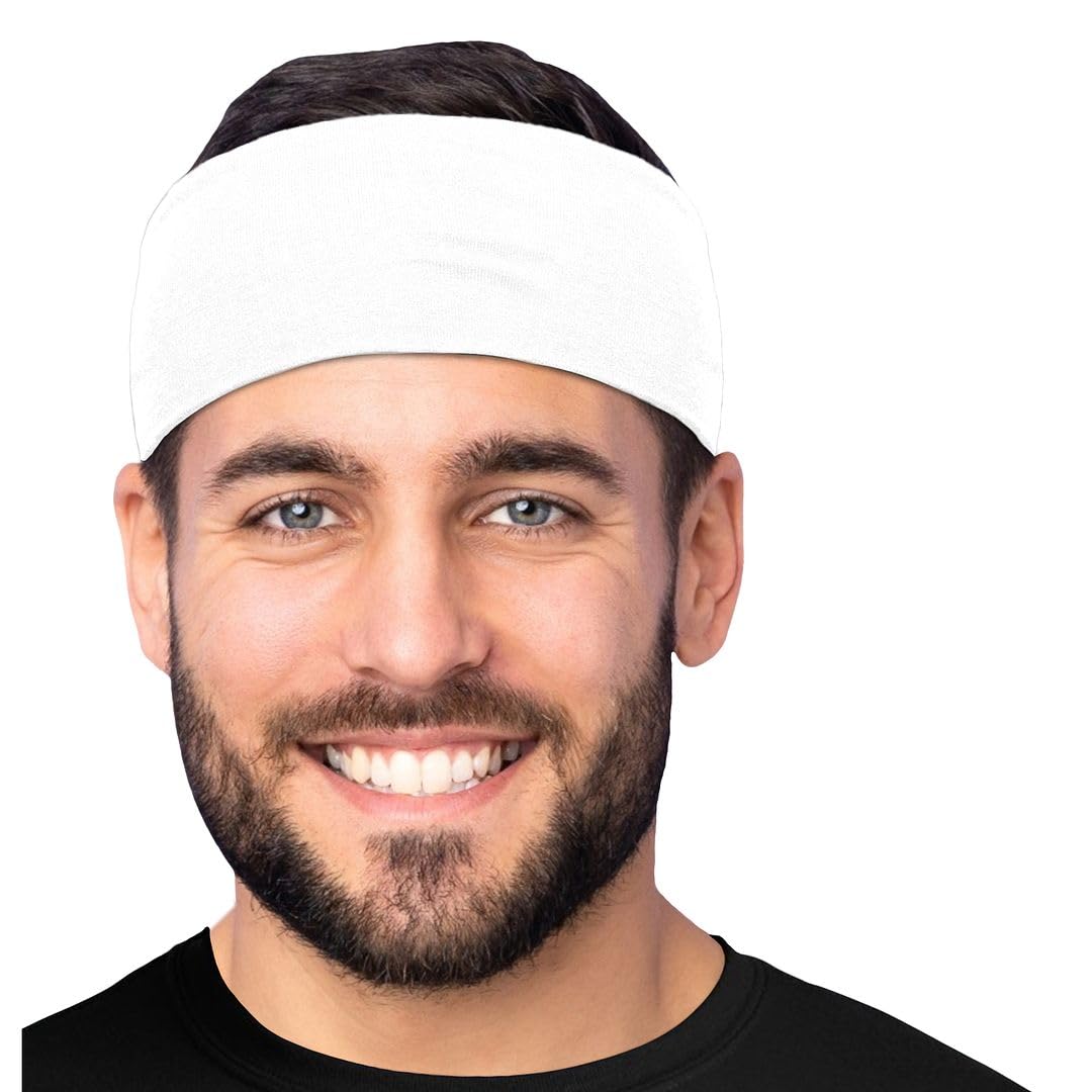 Men's Cotton Headbands Sweatbands 3" Wide Sports Fitness Yoga Fashion Made in USA