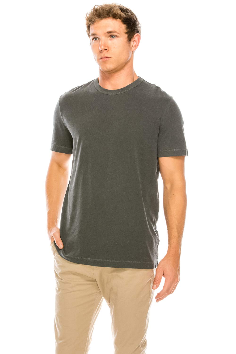 YURO-K Men's Premium Binded Neck Cotton Classic Short Sleeve Crew T-Shirt