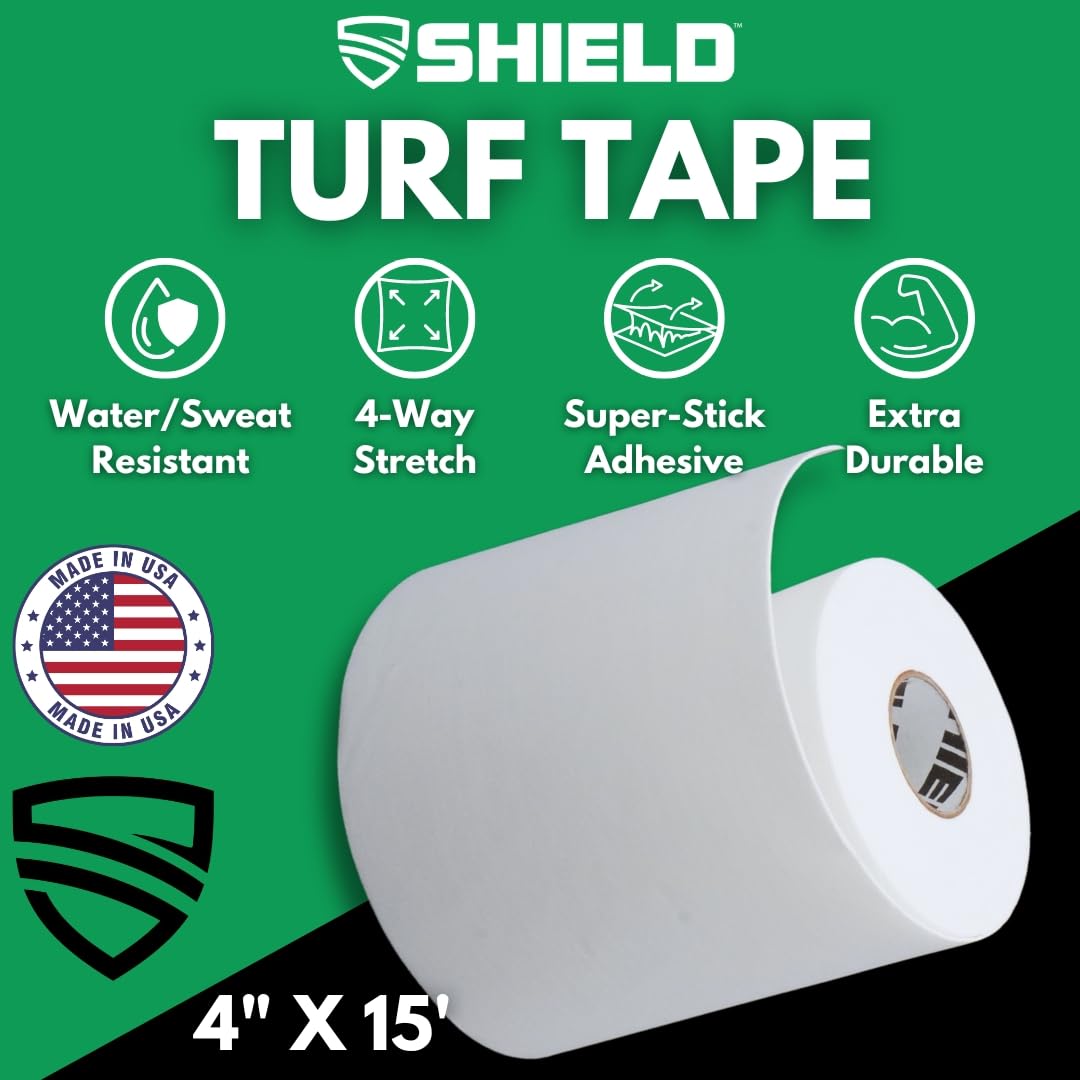 SHIELD Turf Tape Youth | Turf Tape Football Youth - Waterproof, USA Made, 5 Yards, Extra Arm Protection, 4-Way Stretch Flexibility, White