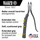 Klein Tools M2017CSTA Slim Head Ironworker Pliers, Made in USA, Milkers Cushion Grip, Side Cutters with Aggressive Knurl, 9-Inch