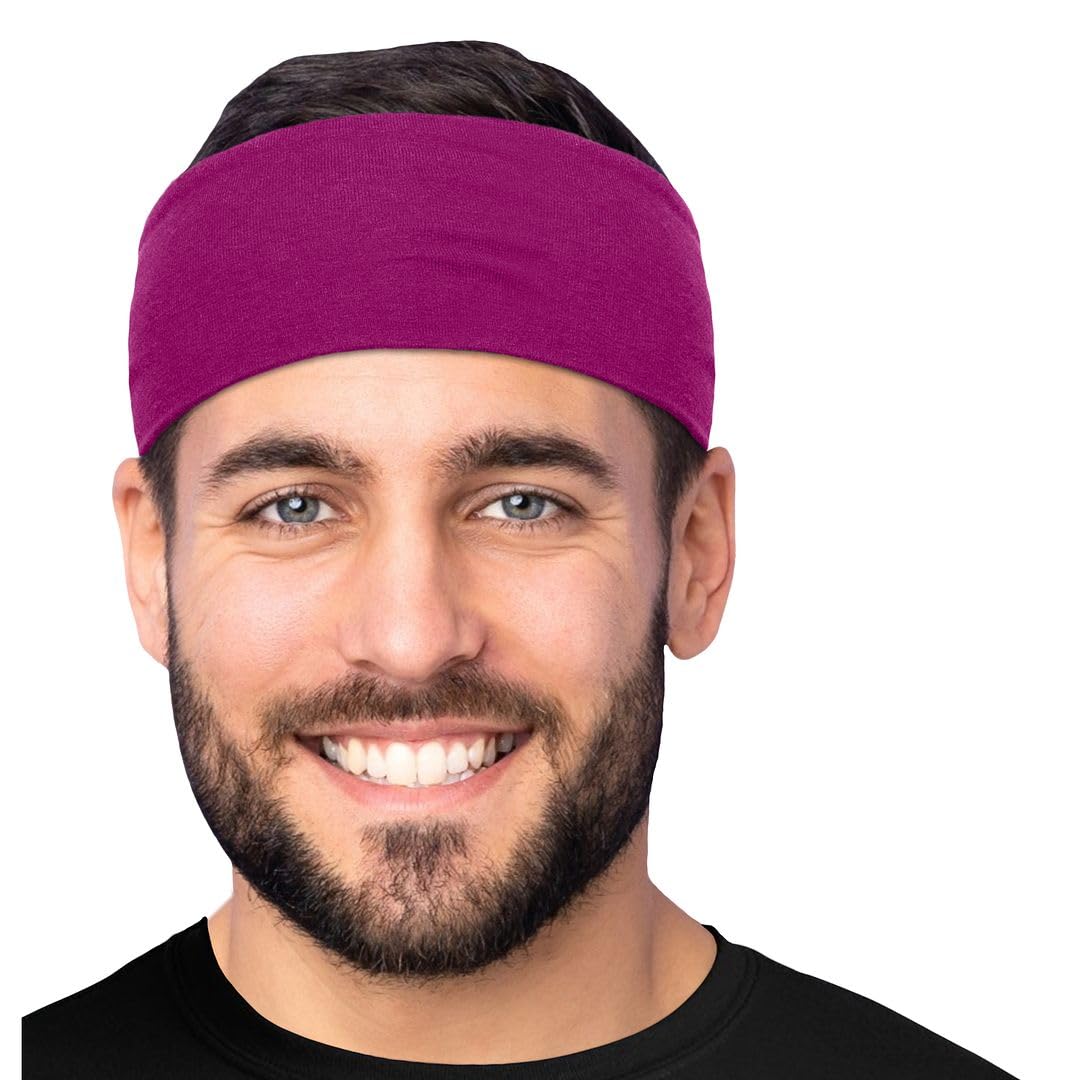 Men's Cotton Headbands Sweatbands 3" Wide Sports Fitness Yoga Fashion Made in USA
