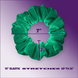 Velvet Scrunchies Jumbo Size Plush Big Ponytail Holders Thick Braided Locked Hair Big Made in the USA Green Pine