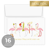 Masterpiece Sparkling Santa Christmas Cards / 16 Festive Holiday Cards Set With White Envelopes / 5 5/8" x 7 7/8" Winter Gold Foil Greeting Cards With Inside Verse/Made In The USA