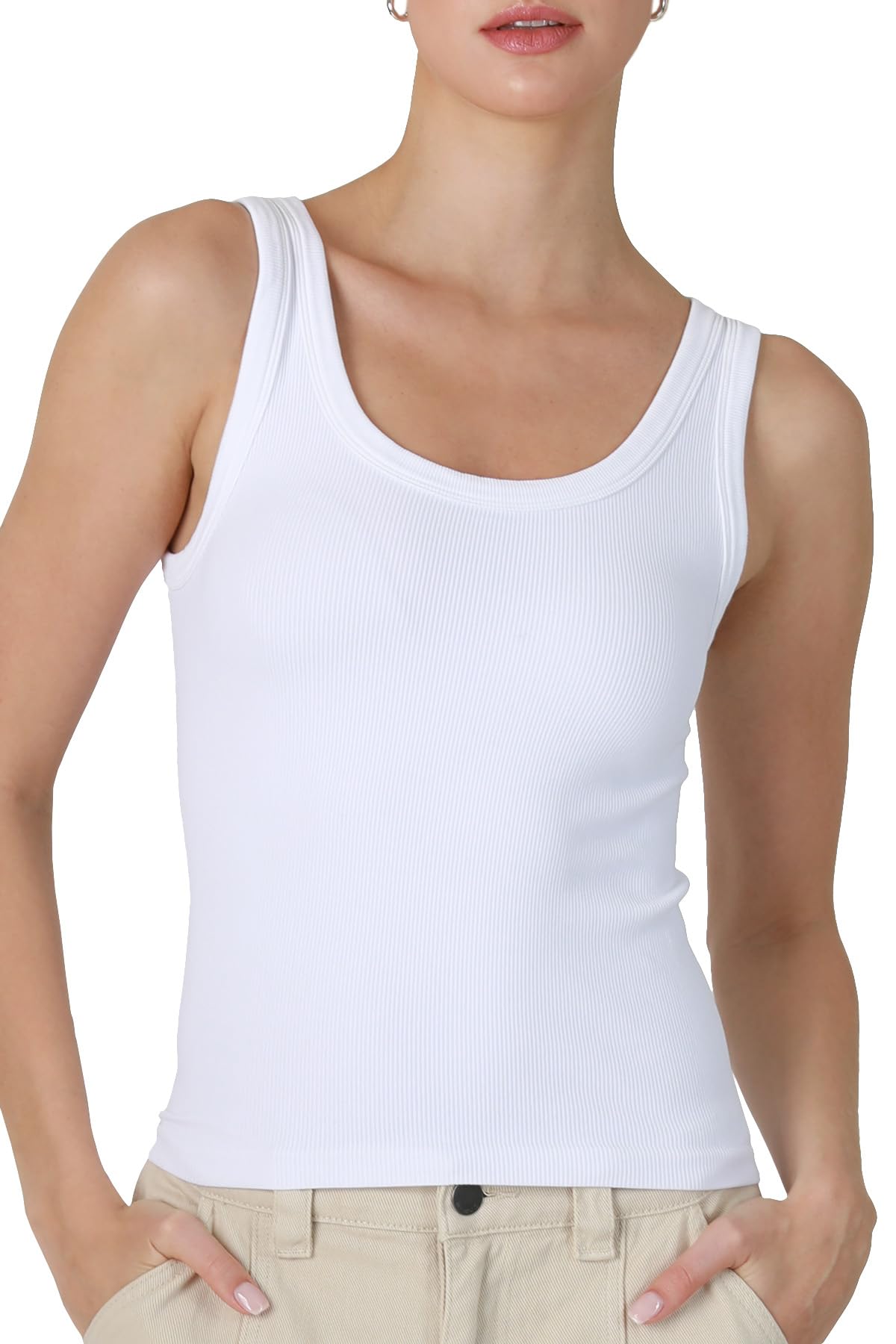 NIKIBIKI Women Seamless Reversible Ribbed Tank Top, Made in U.S.A, One Size