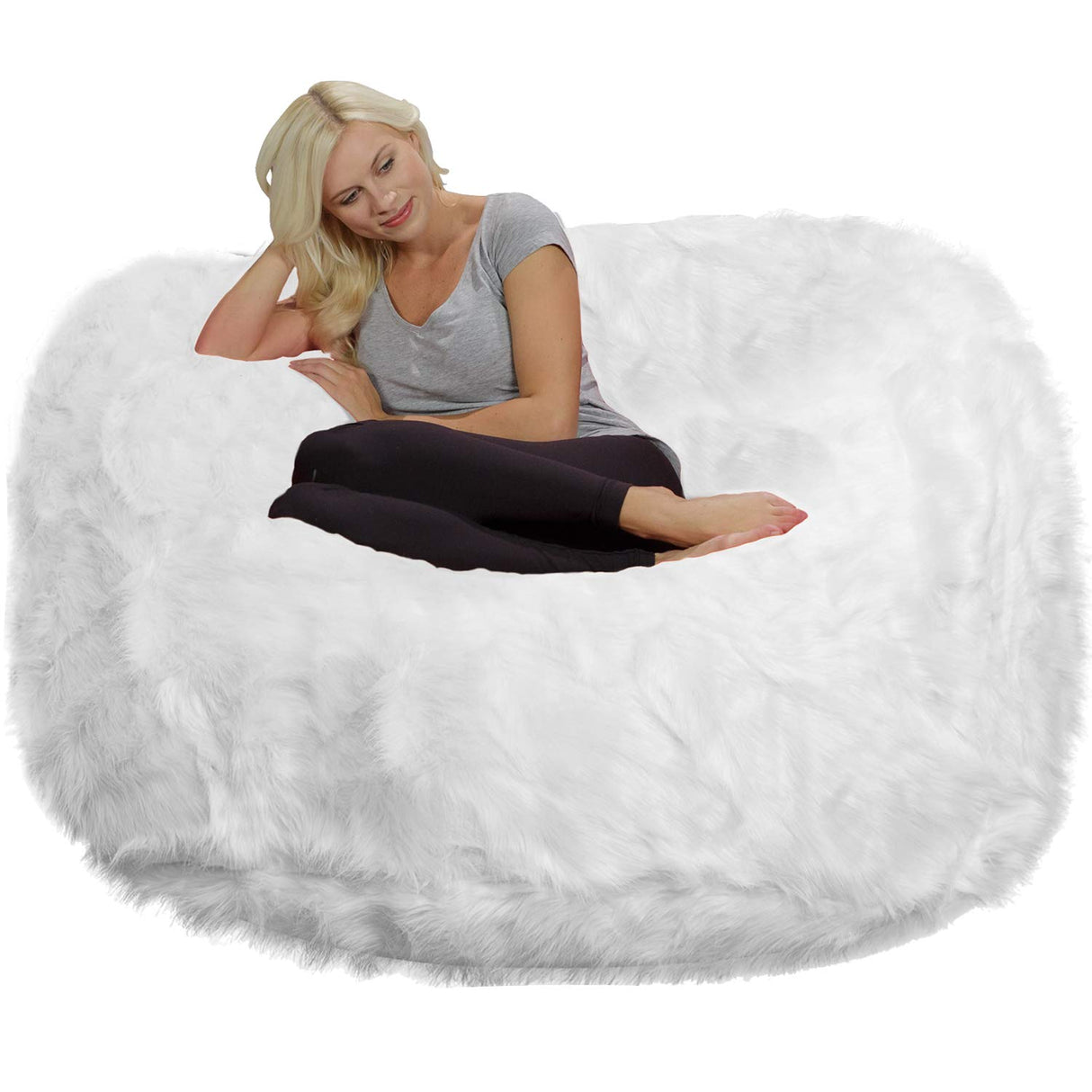 Chill Sack Bean Bag Chair: Huge 6' Memory Foam Furniture Bag and Large Lounger - Big Sofa with Soft Micro Fiber Cover - Red Furry