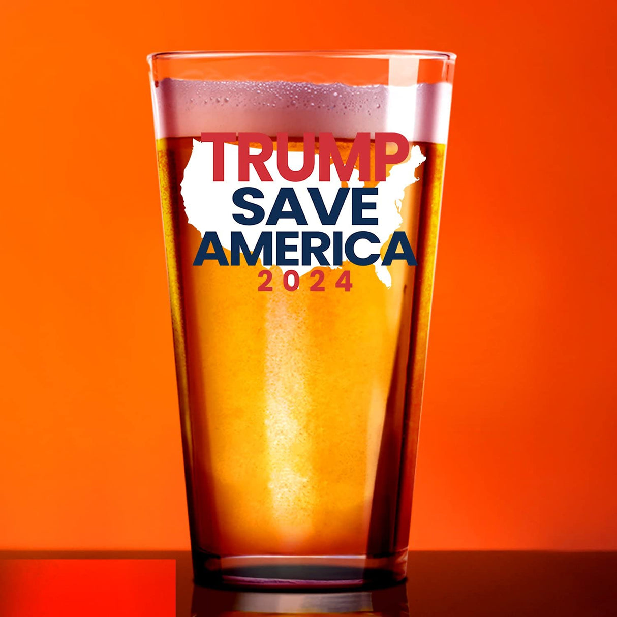 Trump 2024 Save America | American Flag Glass |16 oz Unique Beer Mug | Patriotic Old Fashioned Beer Tasting Guinness Pint Glasses For Men | Retirement Gifts For Men | Made In USA