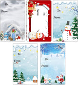 Christmas Snow Gift Tags, Self Adhesive Glossy Stickers, Xmas Present Labels. Set of 80 Labels. to and from Labels. Merry Christmas Made in USA