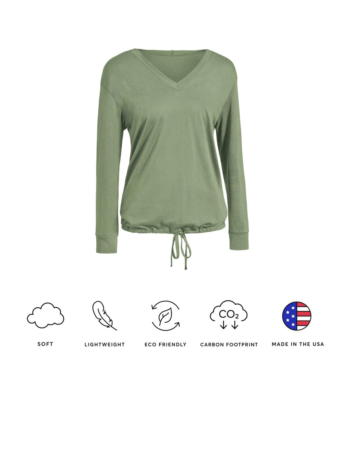 Expert Brand USA-Made Women's Lenzing Modal Soft Casual MoCA V-Neck Cinch Plant-Based Hoodie